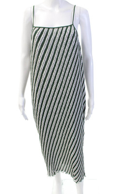 Diane Von Furstenberg Womens Striped Pleated Sleeveless Dress Green Size 6
