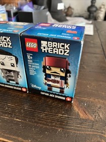 2 PIRATES CARIBBEAN ~ Lego BRICK HEADZ Lot ~ CAPTAIN SPARROW 41593 Salazar 41594