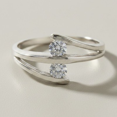 Echter Sterling Silber Ring mit Zirkonia massiv punziert 925 handgefertigt