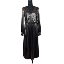 Sage + Fig Metallic Pleated Dress - size Small