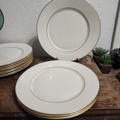Vintage Lenox Cosmopolitan Hayworth Dinner Plates Set of 4 Gold Trim USA Made 