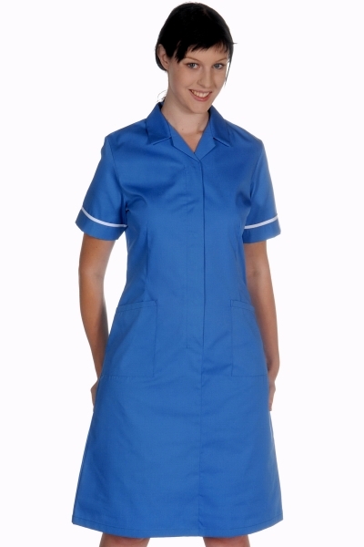 blue nurse dress uniform D313 Alexandra Women's Nurses Tunic Royal with White Trim|  CustomUniforms.co.uk – Custom Uniforms