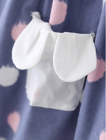 Kleinkind Mädchen süß Baumwolle Langarm gepunktet lässig gefüttert lila Taschen Kleid - Bild 5 von 9