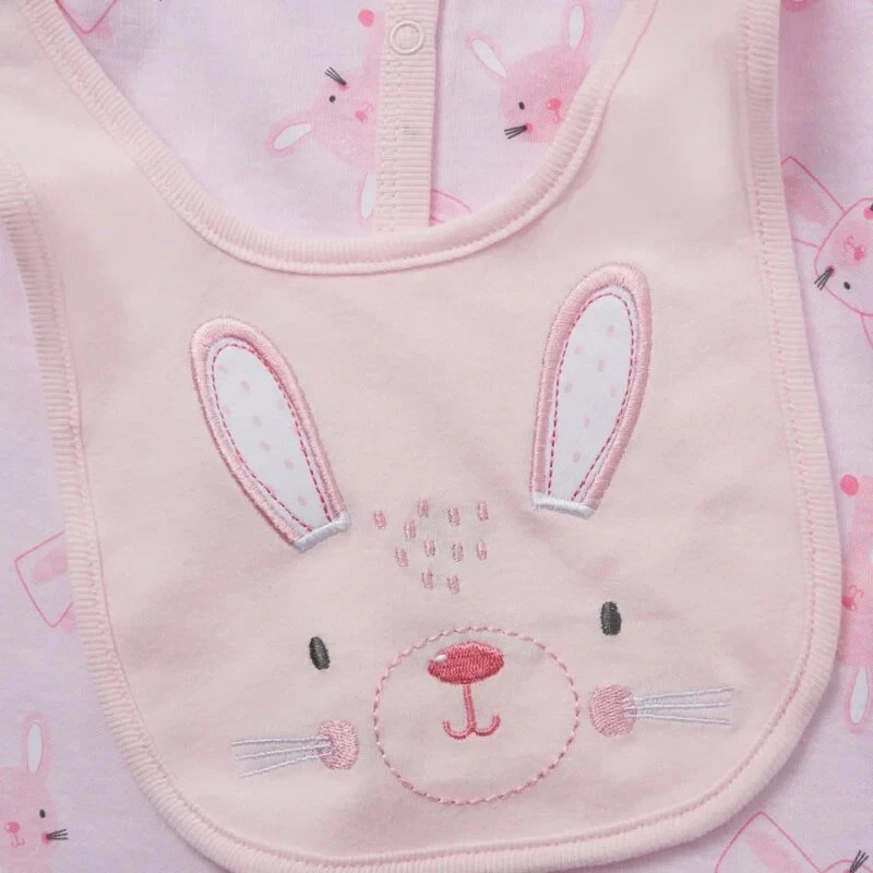 Rock a Bye Baby baby girls 6 piece clothing set layette bunny pink - NB -6 mtth