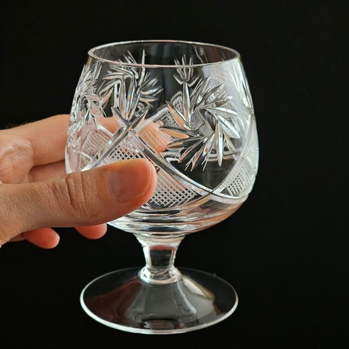 7 oz Russian Cut Old Fashioned Vintage Crystal Brandy Snifter Glasses (Set of 2) - Picture 4 of 4