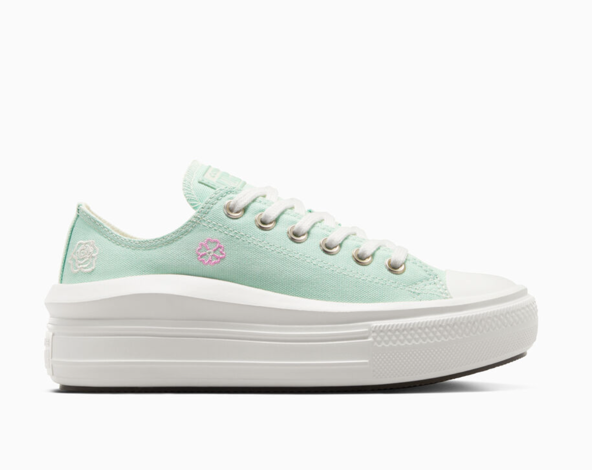 NEW Women's Converse Star Move Summer Embroidery Shoes A10823C Aloe Green  Pink