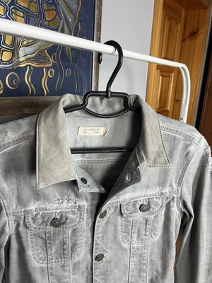 Veste Motard En Jean AllSaints Orbital - Gris Vieilli - Taille S - Occasion Comme Neuve