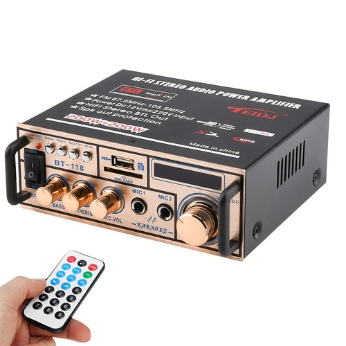 2CH HiFi Bluetooth Power Amplifier USB Home Bar Karaoke Stereo Audio FM Radio - Picture 10 of 12