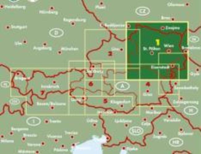 Thumbnail - Österreich 01 Niederösterreich, Wien 1 : 200 000 | (land-)karte |