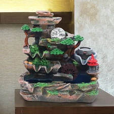 Indoor Rockery Fountain Goldfish Waterfall Feng Shui Water Sound Desktop Decor