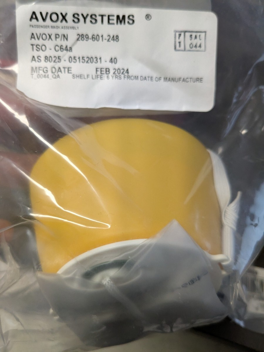 オゾンフリー　エアマスク AIRCRAFT PASSENGER OXYGEN MASK ASSEMBLY AVOX SYSTEMS MPN# 289-601