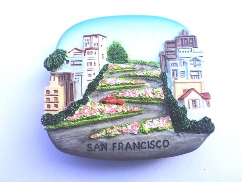 Lombard ST San Francisco EE. UU. recuerdo de viaje 3D imán de resina regalo artesanal - Imagen 3 de 5