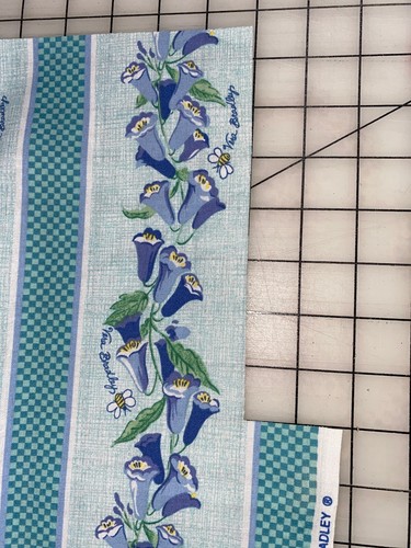 1/2Y x 55W Watercolor Wide Vera Bradley Floral Fabric 1999 Bluebells Bees #0511 - Picture 9 of 9