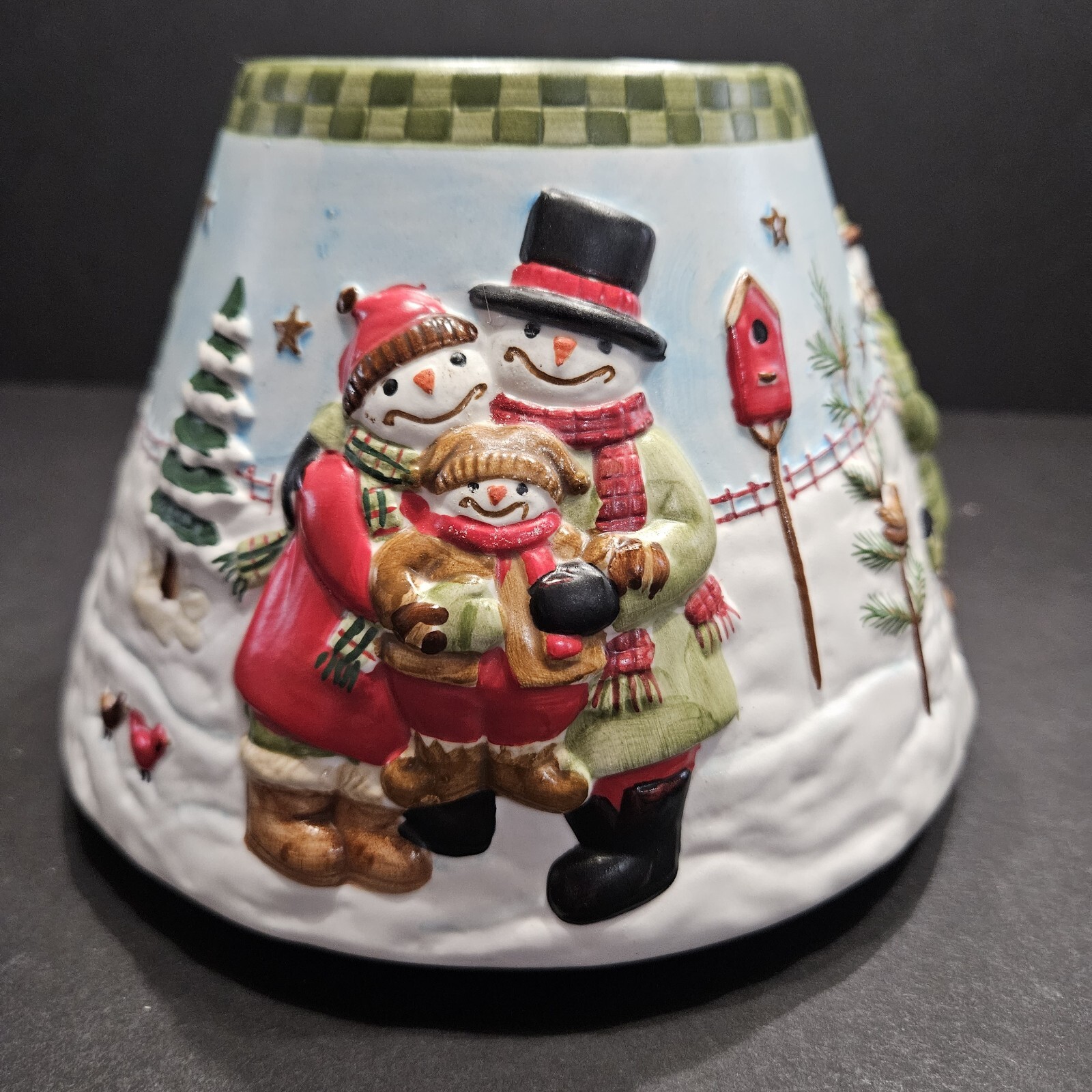 Yankee Candle Jar Topper Snowman Family Christmas Holiday Winter Teresa Kogut