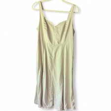 Old Navy Midi Dress XL Fit & Flare Linen Blend khaki sleeveless coastal peasant