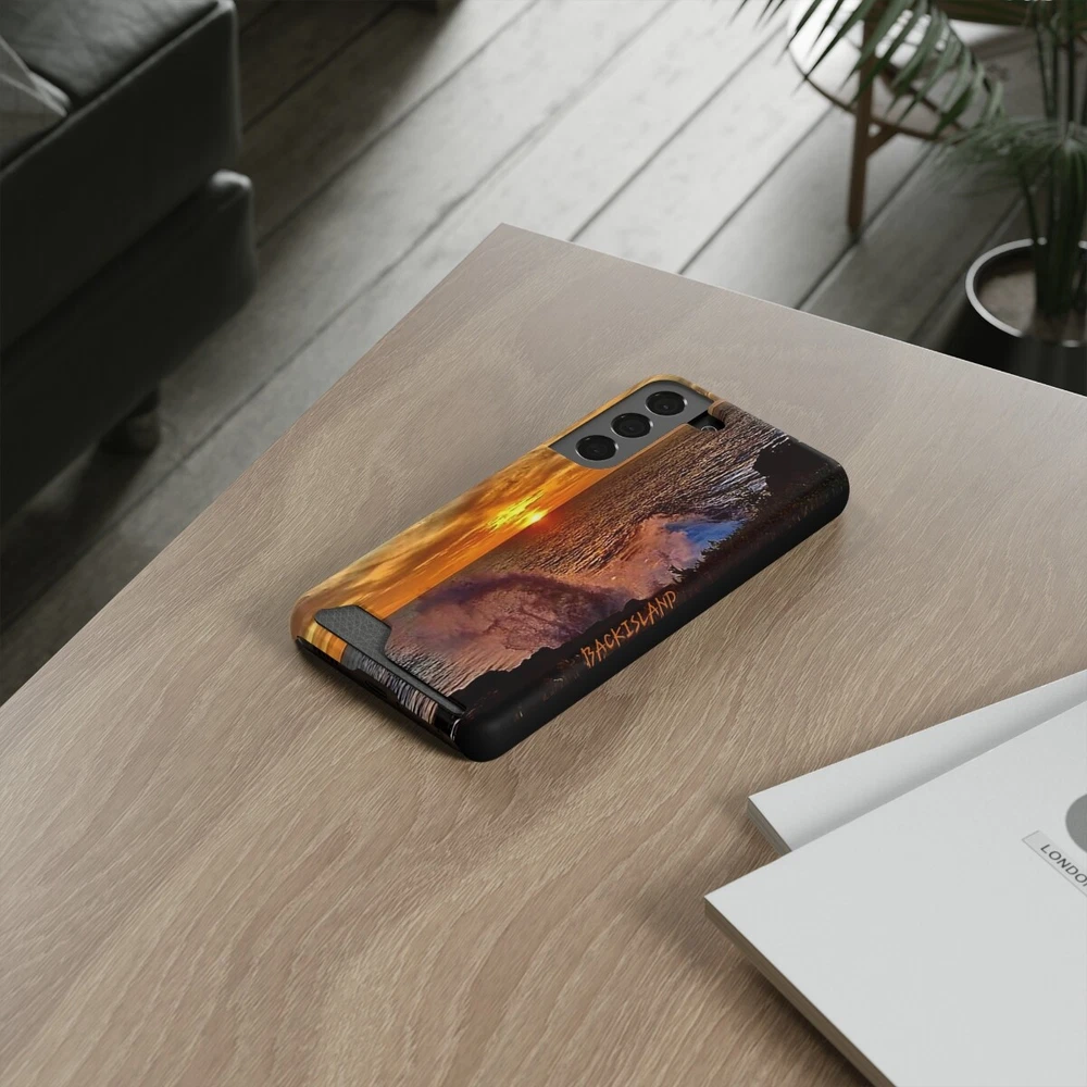 Phone Case With Card Holder Sunset Custom Print by Backisland
