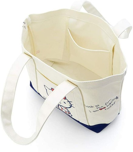 Sanrio Hello Kitty Canvas Tote Bag Japan F/S - Picture 3 of 4