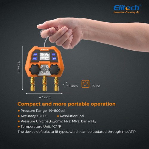 Medidores de presión de CA de control de aplicación de colector digital Elitech, ARTEMIS DMG-4B - Imagen 7 de 8
