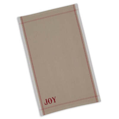 Christmas Kitchen Dish Towel,  Khaki Colored 100% Cotton Print Towel, Joy