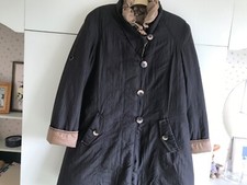Frandsen Outerwear ladies Showeproof Coat Size 42 Black Gold Trim Immaculate
