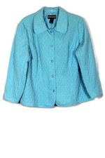 Requirements Blue Quilted Pattern Women's Light Coat Jacket Button Close 2x 024