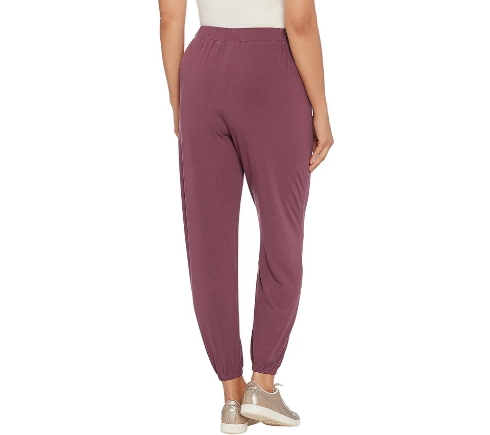 New Lisa Rinna Collection 1X Knit Cropped Jogger Pants Plum Wine  QVC 4580-Q - Image 2 of 2