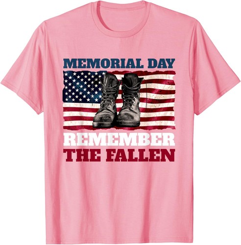 Memorial Day Remember the Fallen USA Flag Soldiers Boots T-Shirt Hoodie - Picture 8 of 8