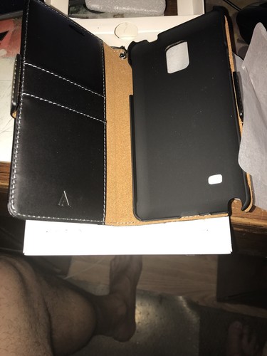 Samsung Galaxy Note 4 Cuero Negro Abatible Billetera Estuche Cubierta Mango Bolsa-EE. UU. Vender - Imagen 8 de 12