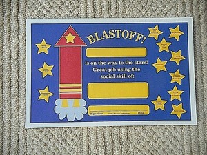 27 Blast Off Social Skills INCENTIVE CARDS + 4 STARS Pragmatics Educators NEW