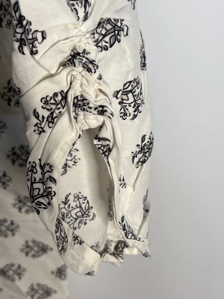 Indian / Pakistani  Kurta Kurti White Flower Dress M (U509) - Изображение 4 из 4