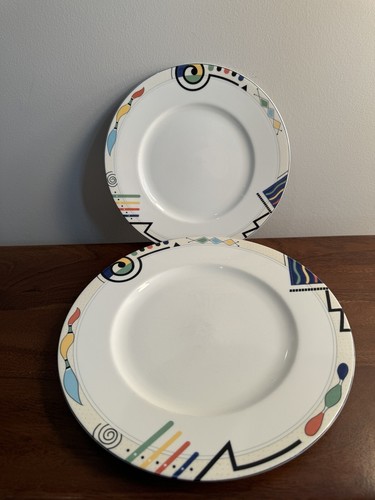 Vintage Mikasa Headline HK 232 Dinner & Salad Plate Ultima + 1980’s Postmodern - 第 9/11 張圖片