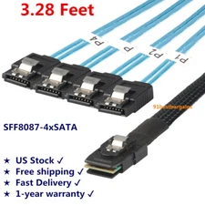 New SAS SFF-8087 to 4-SATA Multi-Lane Forward Breakout Internal Cable 3.28 Feet
