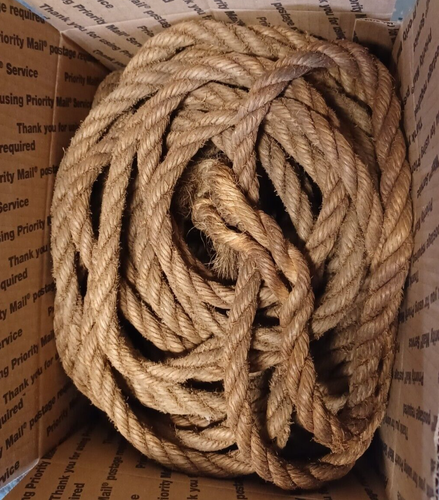 Large 75' Foot + Vintage Hemp Rope Antique Nautical Primitive Farm Barn 5/8"