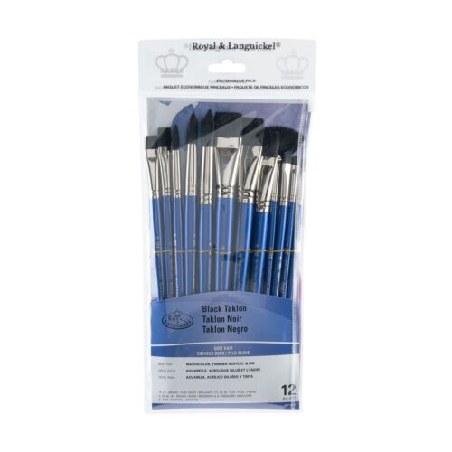Royal & Langnickel Black Taklon Watercolour Value Pack Soft Paint Brush Sets - Picture 6 of 7