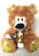 Fiesta Plush Bear with Gold Trim Silver and Gold Scarf 10.5" Holiday Bear