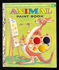 ANIMAL PAINT BOOK ~ UNUSED w/ PALETTE ~ 1st ed. Little Golden Activity Book A4