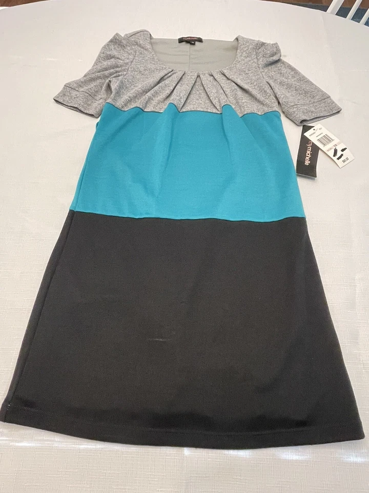 Vestido MyMichelle Niñas Gris/Aqua/Negro Talla 10 Nuevo Foto 2 de 4