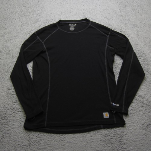 Carhartt Shirt Mens L Black Thermal Base Layer Knit Long Sleeve Force - 第 1/10 張圖片