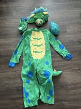Child DINOSAUR w/ DINO EGG Halloween Costume S 5-7 years TRICERATOPS Kid Green