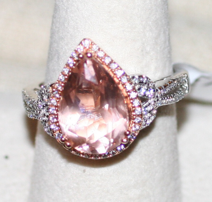 3.0CTW Cubic Zirconia Pink / 1.0 Clear Rhodium over Sterling 925 SZ 10
