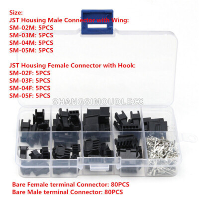 200PCS 2/3/4/5Pin JST-2.54mm Dupont Terminal Wire Connector Cable Plug