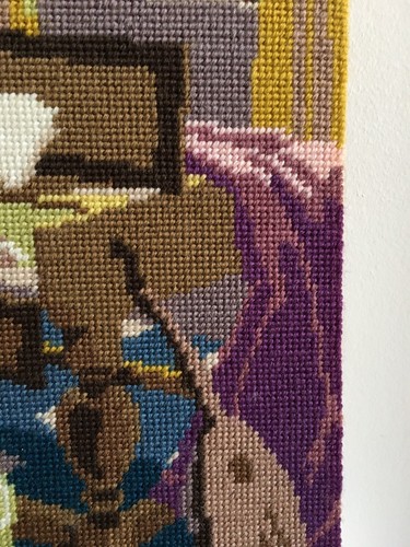 VINTAGE NADELARBEIT MUSIKZIMMER Nadelspitze Stich Kunstwerk Wandteppich 15" x 19" - Bild 6 von 8