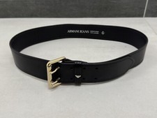 DDP VINTAGE ARMANI JEANS WIDE BELT WOMENS UNISEX LEATHER BLACK RARE 87/102
