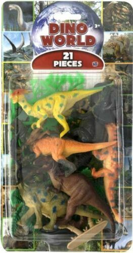 DINO WORLD 21 Piece Assorted Dinosaurs inc Triceratops & Parasaurolophus - Picture 1 of 2