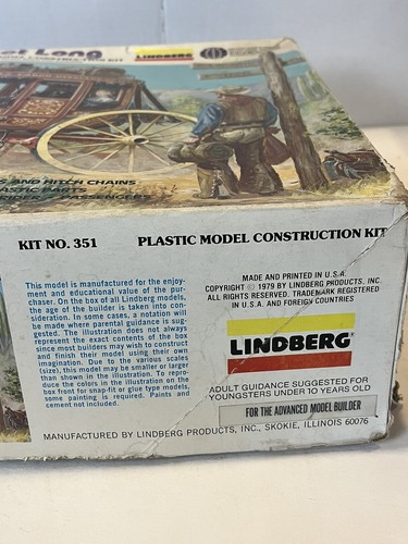 1979 Lindberg Wells Fargo Overland Stagecoach Model Kit 1/16 Scale OPEN BOX - Picture 3 of 9