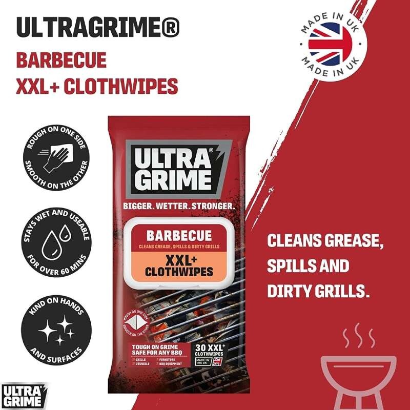 UltraGrime BBQ Cleaning Wipes 30 ExtraLarge Thick Wipes Grease & Grime