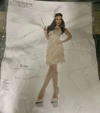 ⚡️Rose Fully Beaded Flapper Dress Adult Halloween Costume (Medium)