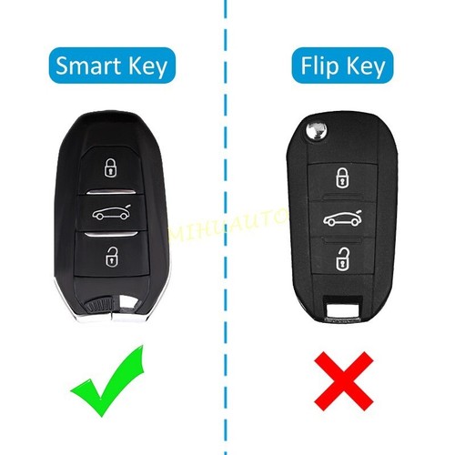 Funda llave inteligente de cuero metálico para Peugeot 308 508 2008 3008 Citroen - Imagen 2 de 8