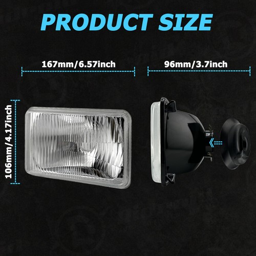 Semi Sealed 4X6 Glass Lens Headlight Fits H4 9003 High Low LED HID Halogen Bulbs - Picture 3 of 12