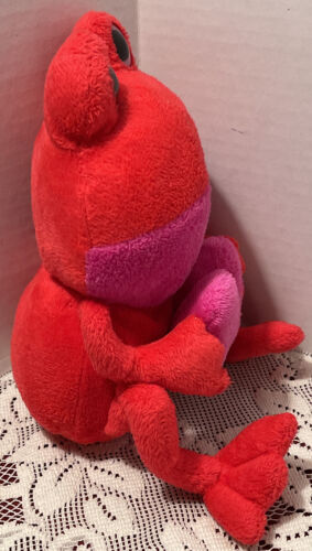 Peluche rana avventura animali San Valentino rosa/rosso cuore liscio XO 2012 amore 10" - Foto 3 di 7